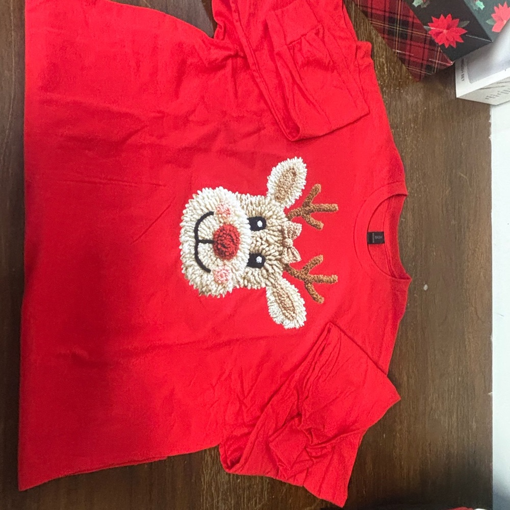 Gildan Red Adult Long Sleeve Shirt with Reindeer